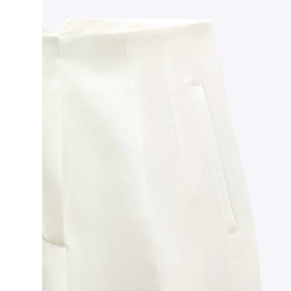 ZARA High Waist Pleated Trouser Pants off white size Medium - Picture 6 of 8